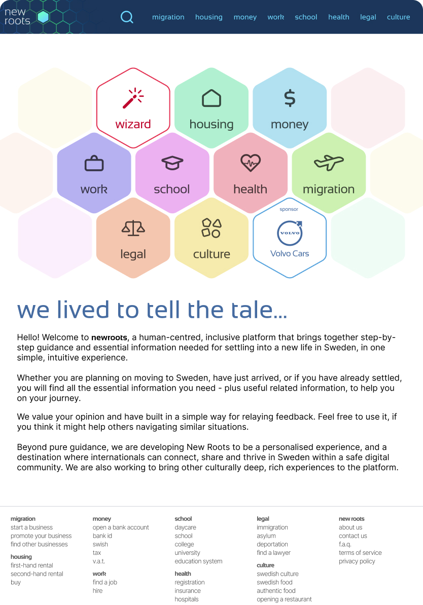 NewRootS tablet interface mockup showing the platform experience